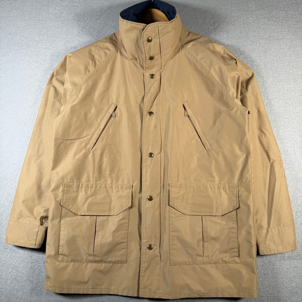 Vintage Columbia Mens Tan Gore Tex Hooded Jacket Size Large Waterproof Outdoor